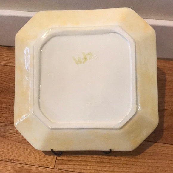 Leaf print handmade glazed ceramic plate - Picture 3 of 3